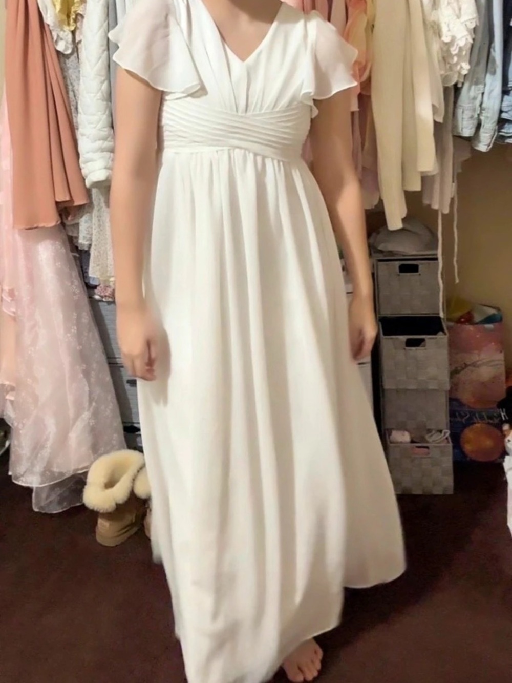 White Open Back Maxi Dress Like New